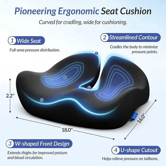 Ergonomic Seat Cushion – Memory Foam Office Chair Cushion for Comfort & Posture Support