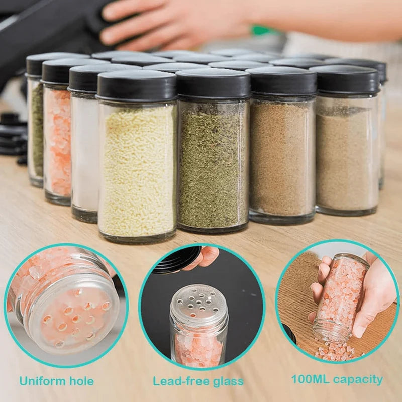 18-Jar Rotating Spice Rack – 360° Rotating Kitchen Spice Organizer with Glass Jars