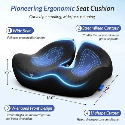 Ergonomic Seat Cushion – Memory Foam Office Chair Cushion for Comfort & Posture Support